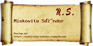 Miskovits Sándor névjegykártya